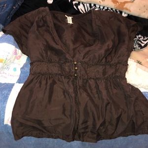 Women’s Brown Short Sleeve Dress Shirt